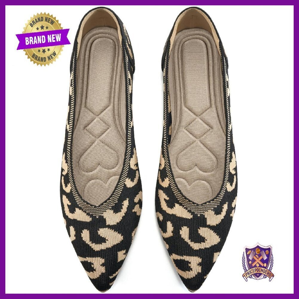 Women's Knit Ballet Flats Memory Foam Slip On Work Wedding Shoes - Picture 1 of 8